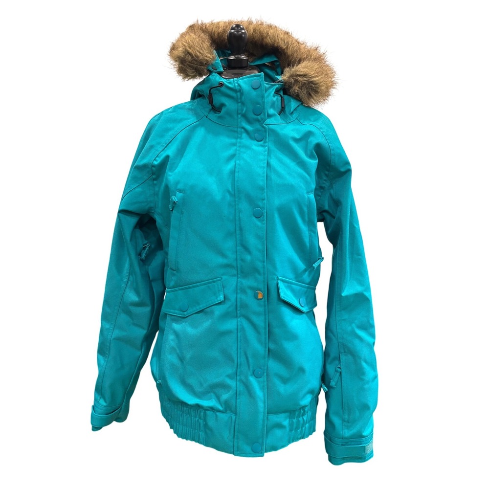 Ripzone Teal 7K Waterproof Breathability Ski Snowboard jacket hood womans Small